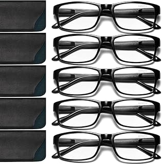 نظارة طبية للقراءة تحجب الضوء الازرق ومضادة للمعان وخفيفة الوزن للرجال والنساء بمفصل زنبركي من 5 قطع من جايو, #5 عبوات ألوان مختلطة, 5 Count (Pack of 1)