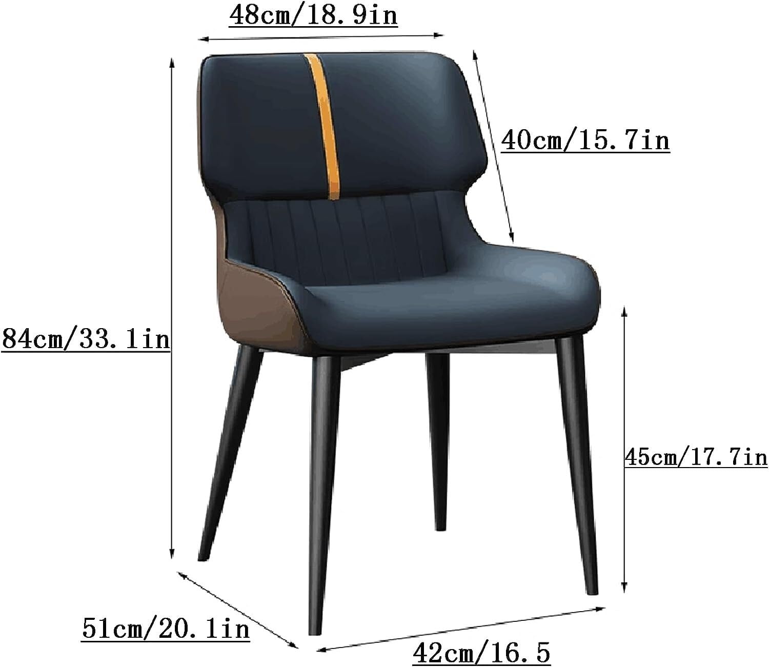 Moderno comedor sillas conjunto de 4 sillas de cocina con patas de metal tapizado Cuero auténtico comedor silla para comedor sala sala de espera cocina(A luz azul café)