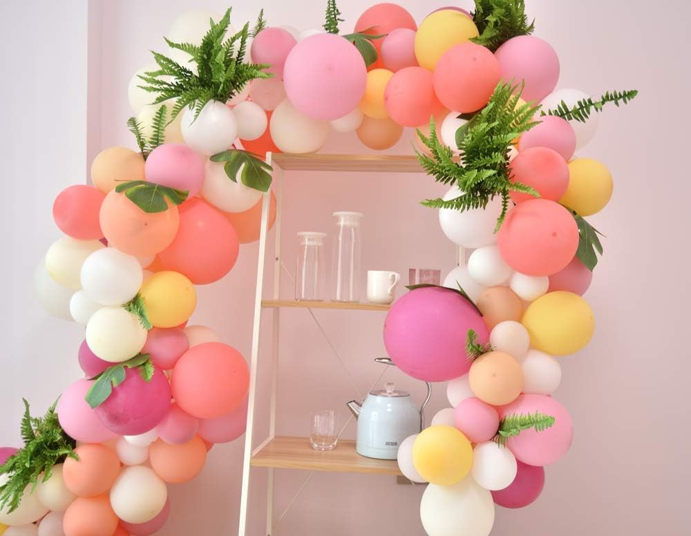 Pink Balloons Arch&Garland Kit/90PCS Pastel Birthday Party Balloons Macaron 9 Colors for Wedding, Baby Shower, Graduations, Anniversary Organic Party Decorations