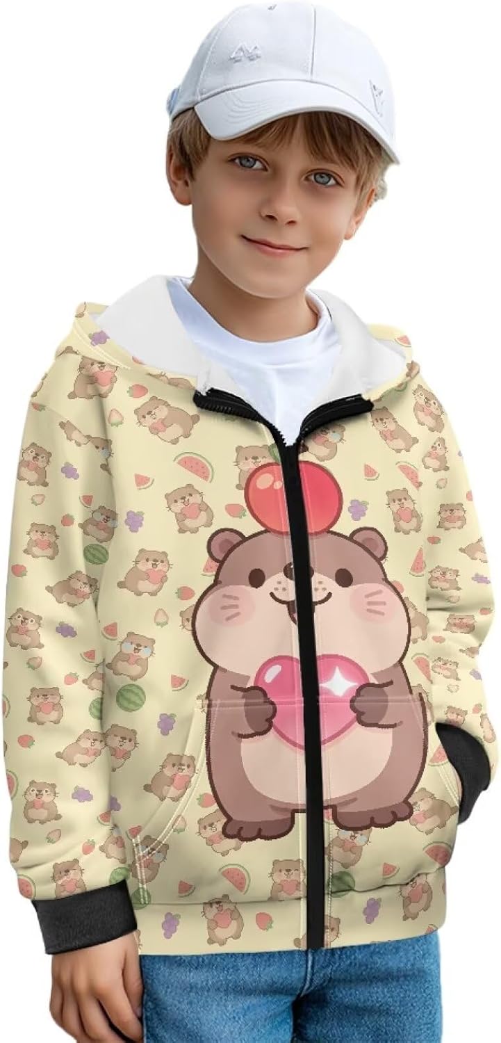 Boys Girls Full Zip Hoodies Long Sleeve Pullover Sweatshirt Kids Lined Comfy Warm Fall Winter Jackets with Pockets