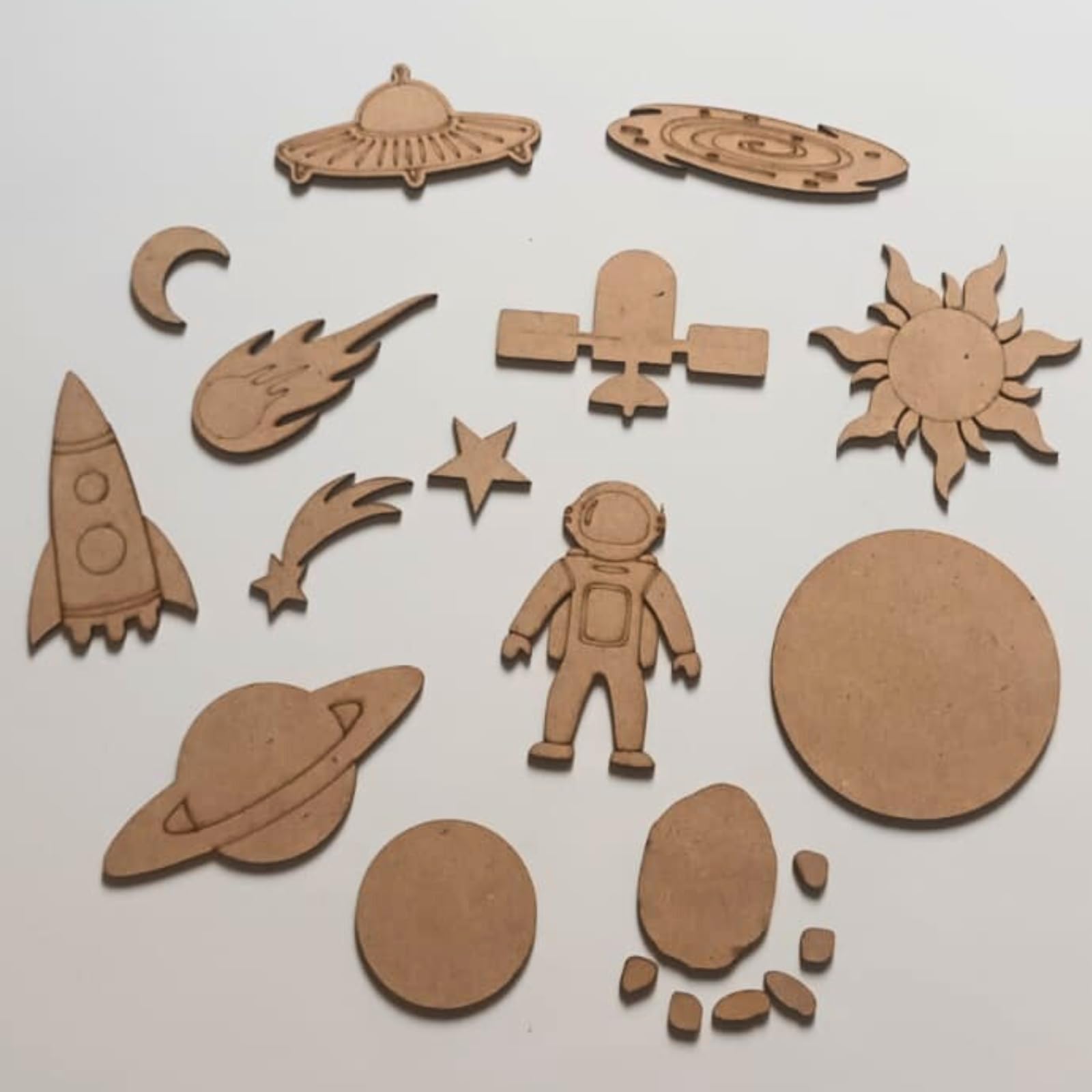 Bonjoy 3D Wooden Space Adventure Shape Cutouts for Kids - Astronaut Exploration Set of 20 (2.5", 3", 4") | Perfect Outer Space-Themed MDF Cutouts for Children for Colouring, Learning, Imaginative Play, Visualization, and Story-Telling | Learn and Rol (B0CJM5BCXL) Amazon Price History, Amazon Price Tracker