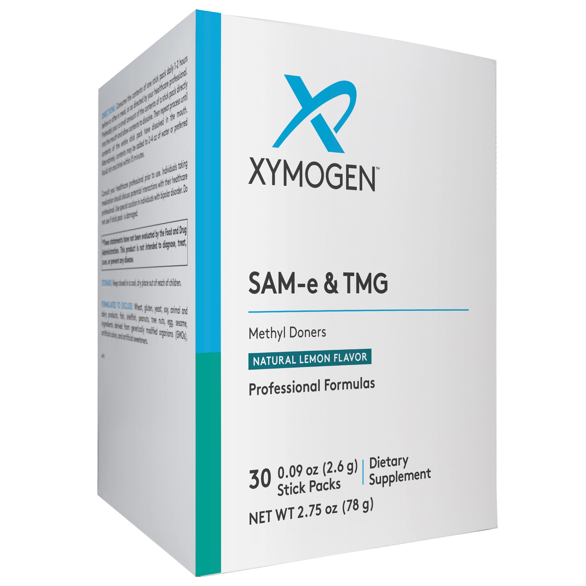 XYMOGEN SAM-e & TMG - Trimethylglycine, SAM-e 400mg, and Calcium Supplement - Liver and Mood Support Supplement - Gluten Free, Vegan & Non GMO (30 Servings)