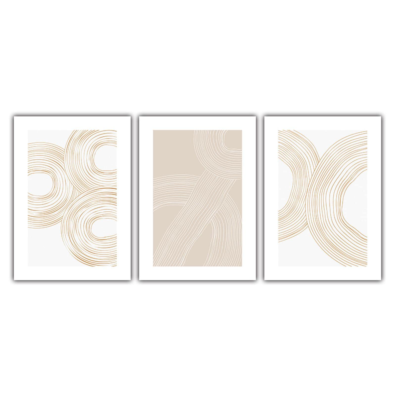 Guying Art No Frame Abstract Canvas Print Draw A Circle With Multiple Arc Curves Poster Wall Art Pictures Bedroom Bohemian Minimalism Decor 21X30cm(8X12in) X3