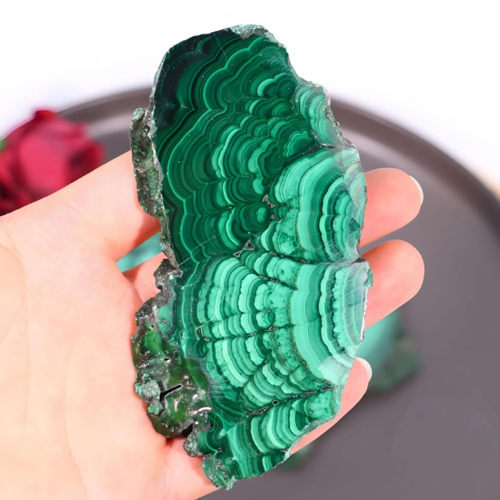 QWZTAEOZA Crystal Malachite Slice Rough Stone Polished Coaster Ornamental Geological Science,400~500g
