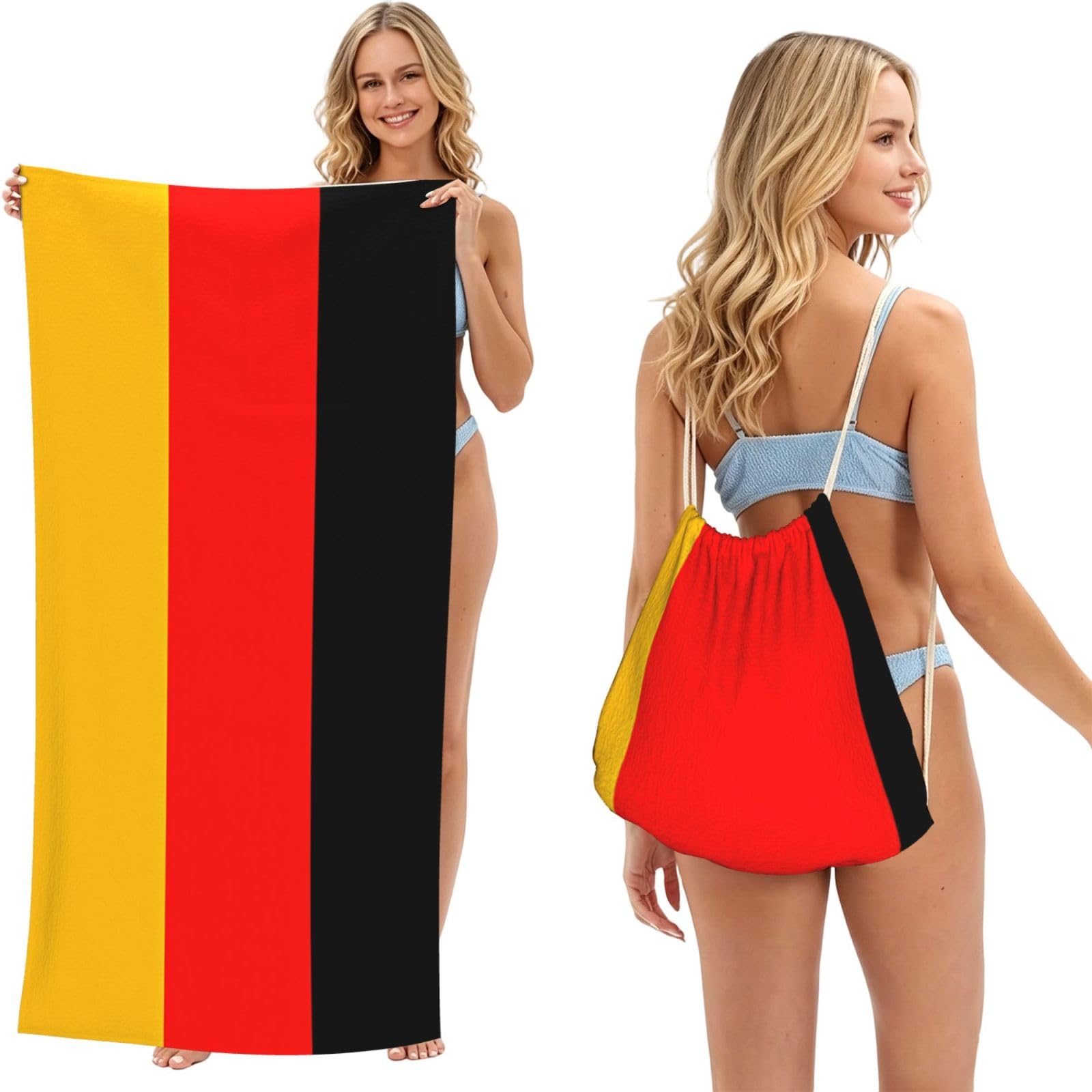 SXZVVBN germany flag 2-in-1 Beach Towel Bag, Quick Dry Sand Free Travel Towel Backpack for Adults