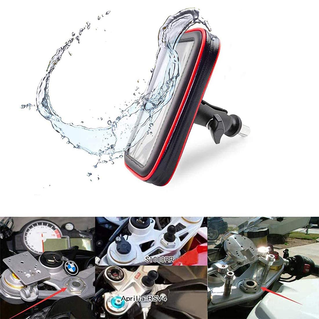 Custodia per Moto con porta Cellulare, Impermeabile, con Scomparti per carte di Credito, per con foro Rotondo