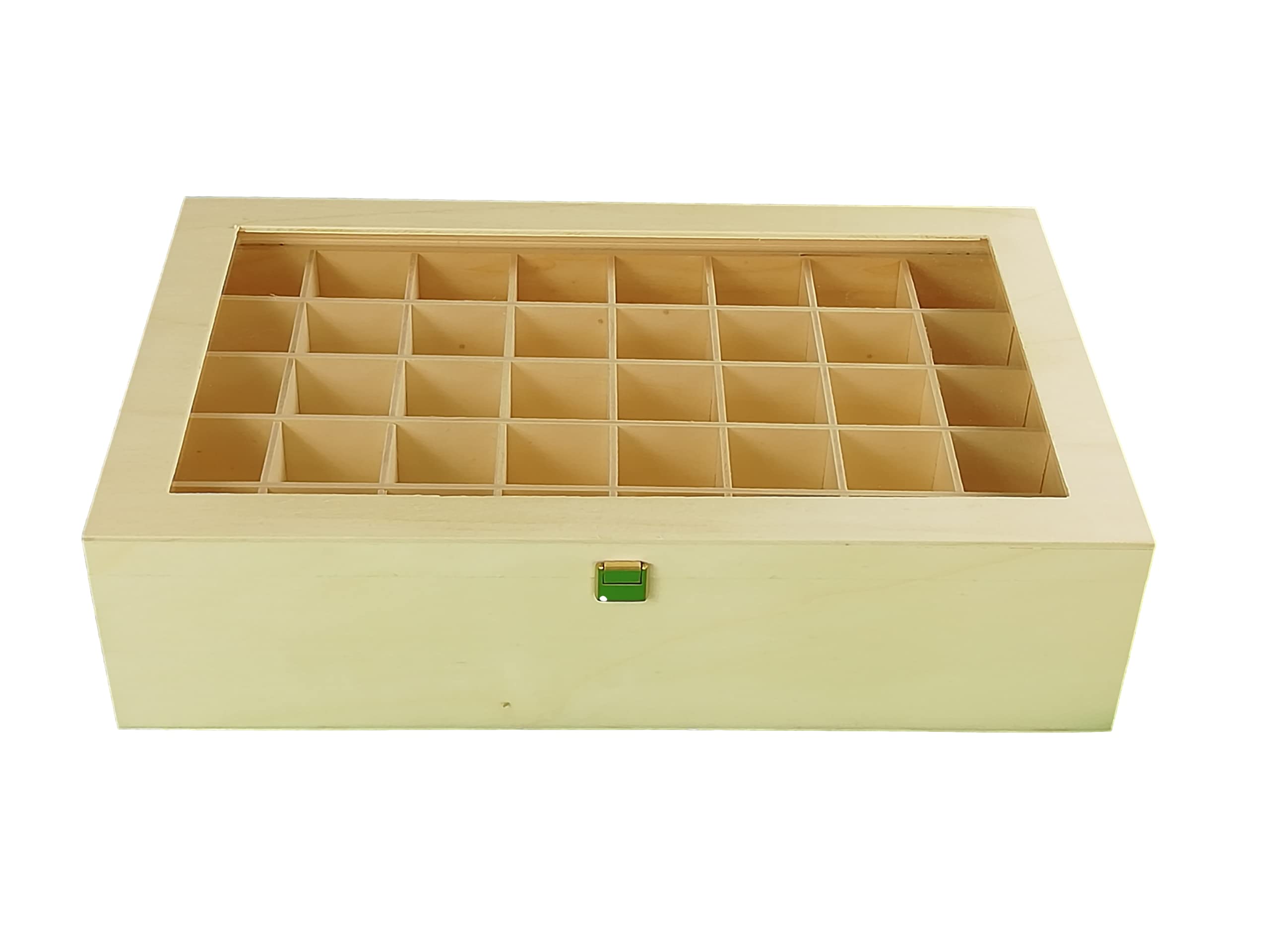 GRECA Caja colecciones. Con doble piso. En madera de chopo. Interior con departamentos para colecciones (2 bandejas). En crudo. Medidas: 45 * 28 * 11 cms.