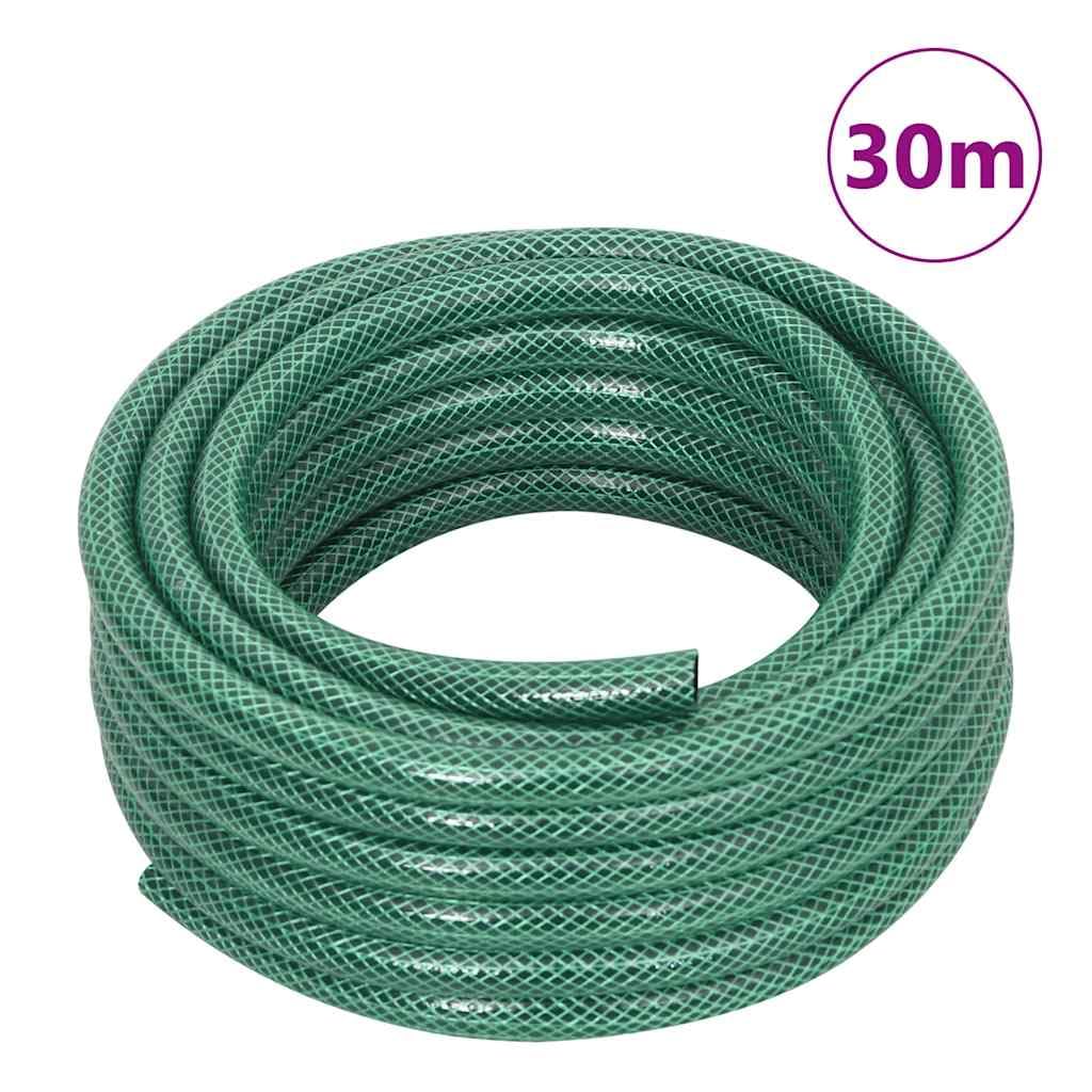 Carrete de manguera independiente con manguera de jardín de 30 m, juego de 1/2 pulgadas, incluye boquilla pulverizadora, conector de grifo y acoplamiento rápido, color verde