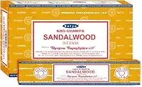Satya Palitos de incenso de sândalo – Pacote econômico com 12 caixas – Enrolados à mão na Índia – Aroma calmante e terroso