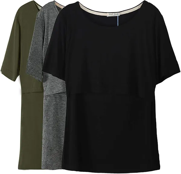 Smallshow Women's Maternity Nursing Tops Short Sleeve Breastfeeding Clothes