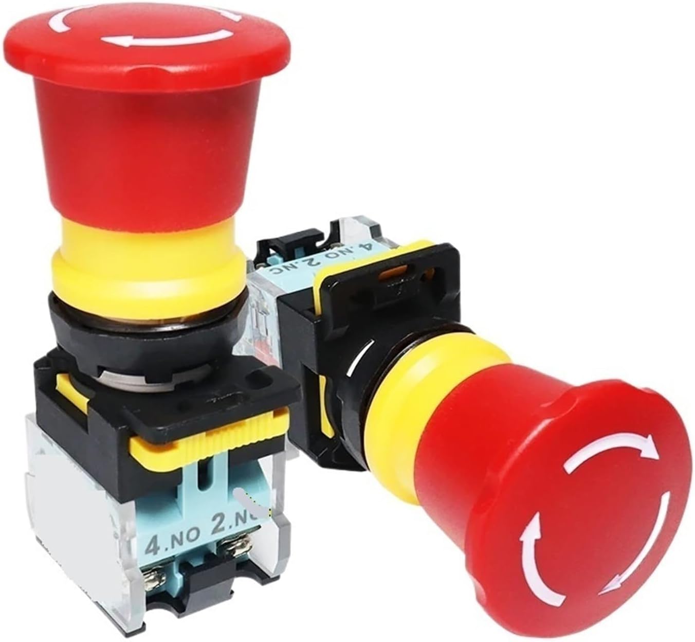 Emergency Stop Push Button Switch with Fixation 22mm 10A FXB38 Mushroom Head e-stop Red Buttons for Electronics Machine