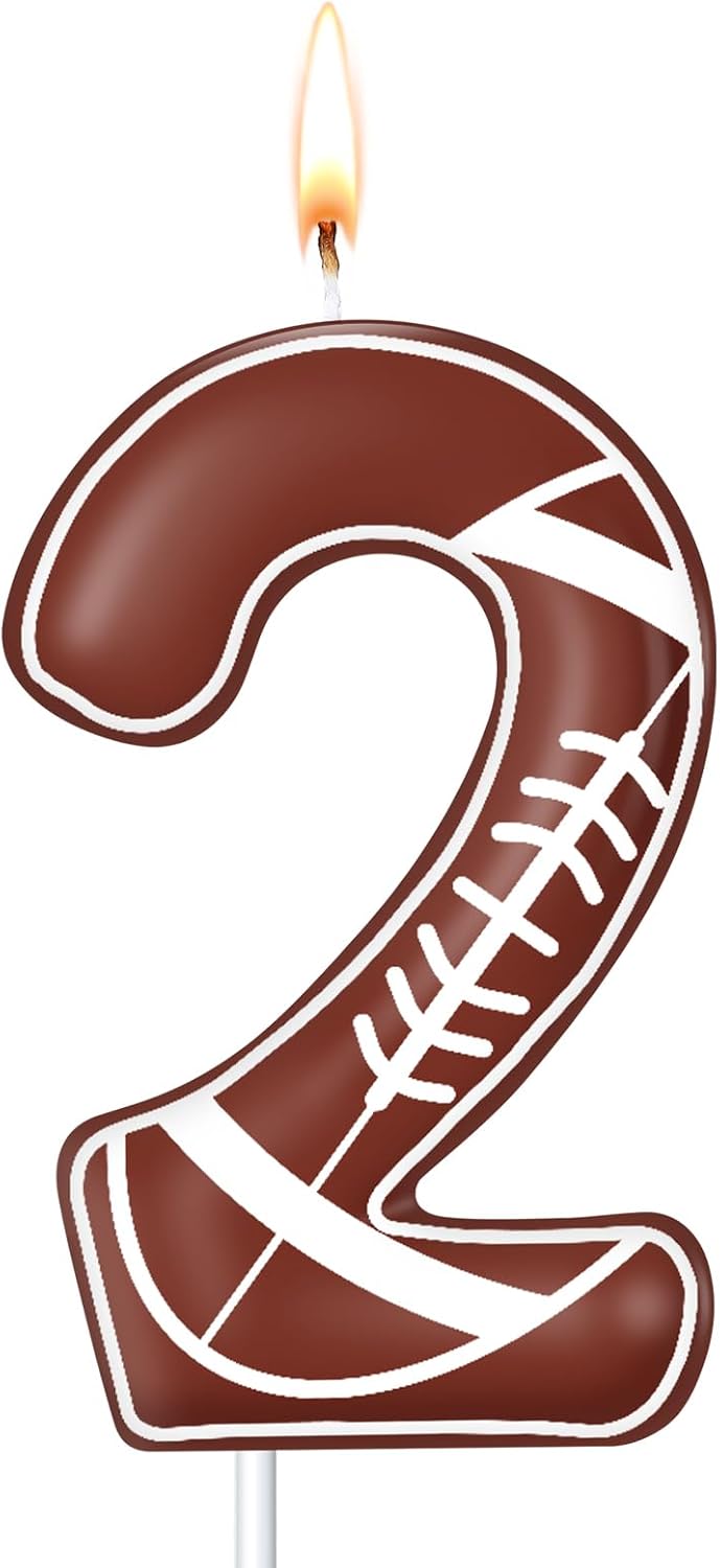 Tondiamo Football Birthday Number Candles Football Birthday Candle Sports Candles for Cake Topper for Boys Girls Kids Party Supplies Anniversary Celebrations Decorations(Number 4)