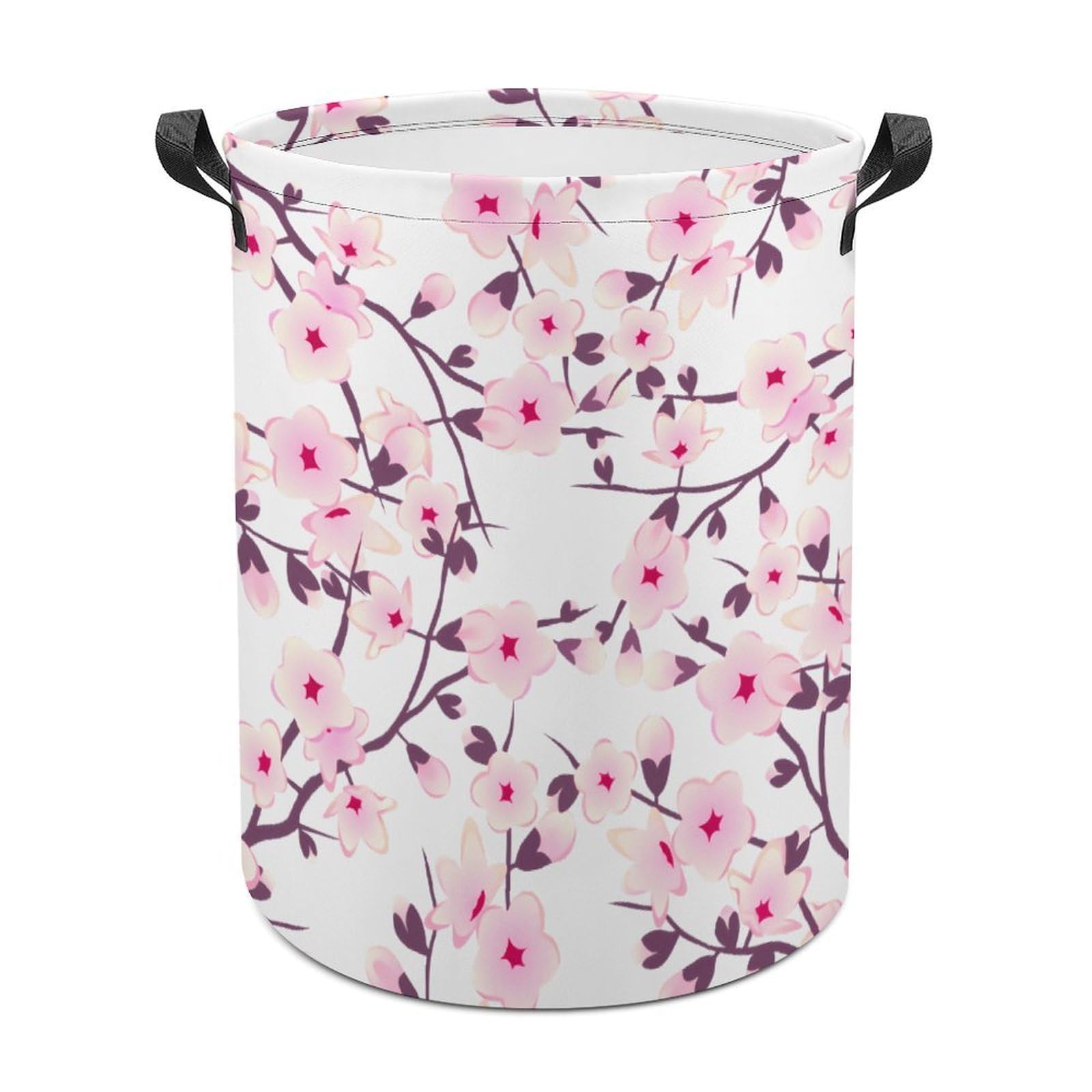Floral Cherry Blossom Pink White Laundry Basket, Dirty Clothes Basket, Bathroom, Home Decor 44x35cm