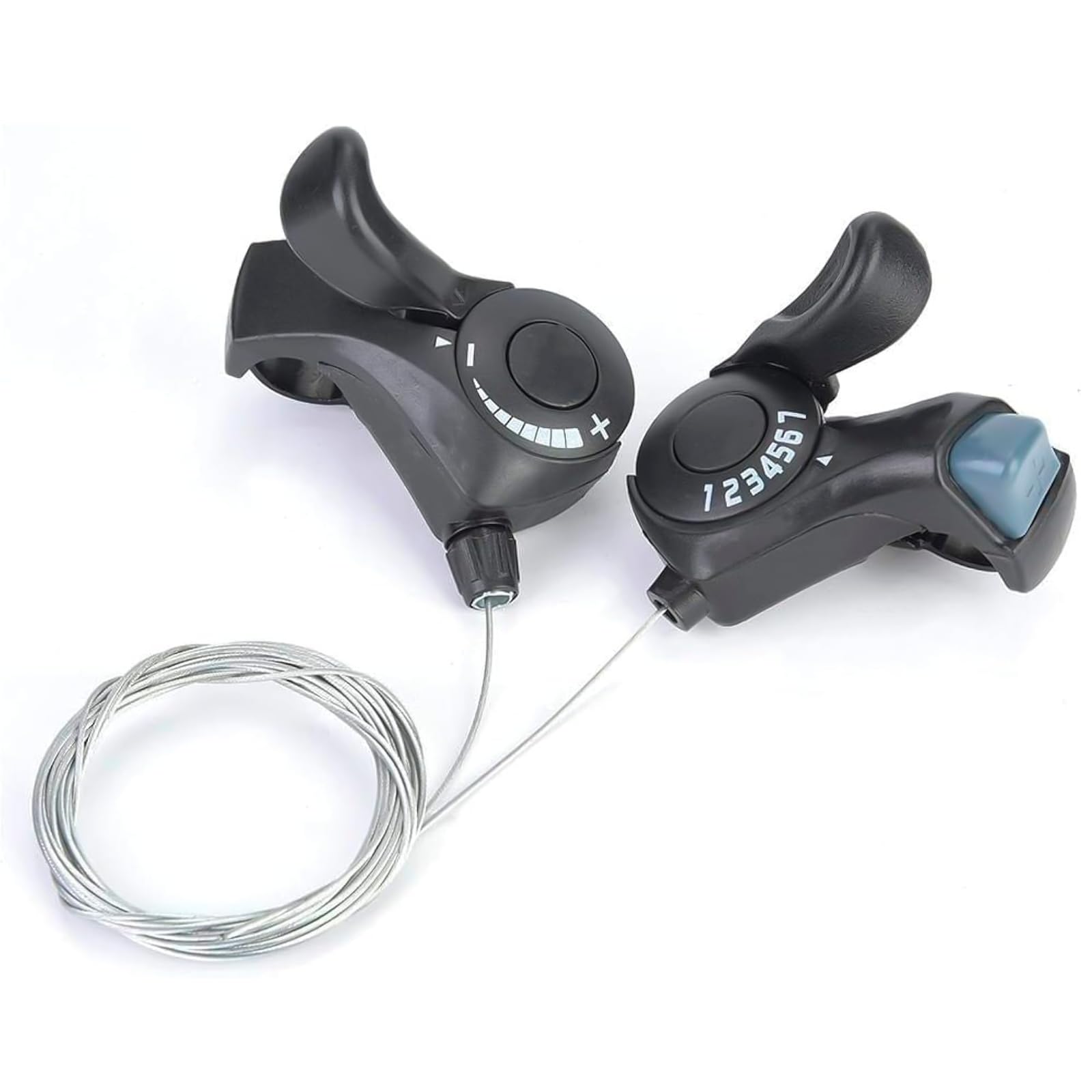 Haosie Bike Shifters, One Pair Outdoor Mountain Bicycle, 3X7 Thumb Gear Shifters, TX-30 Speed Shift Lever and Set, Cable Length About: 1 M / 39.3 in