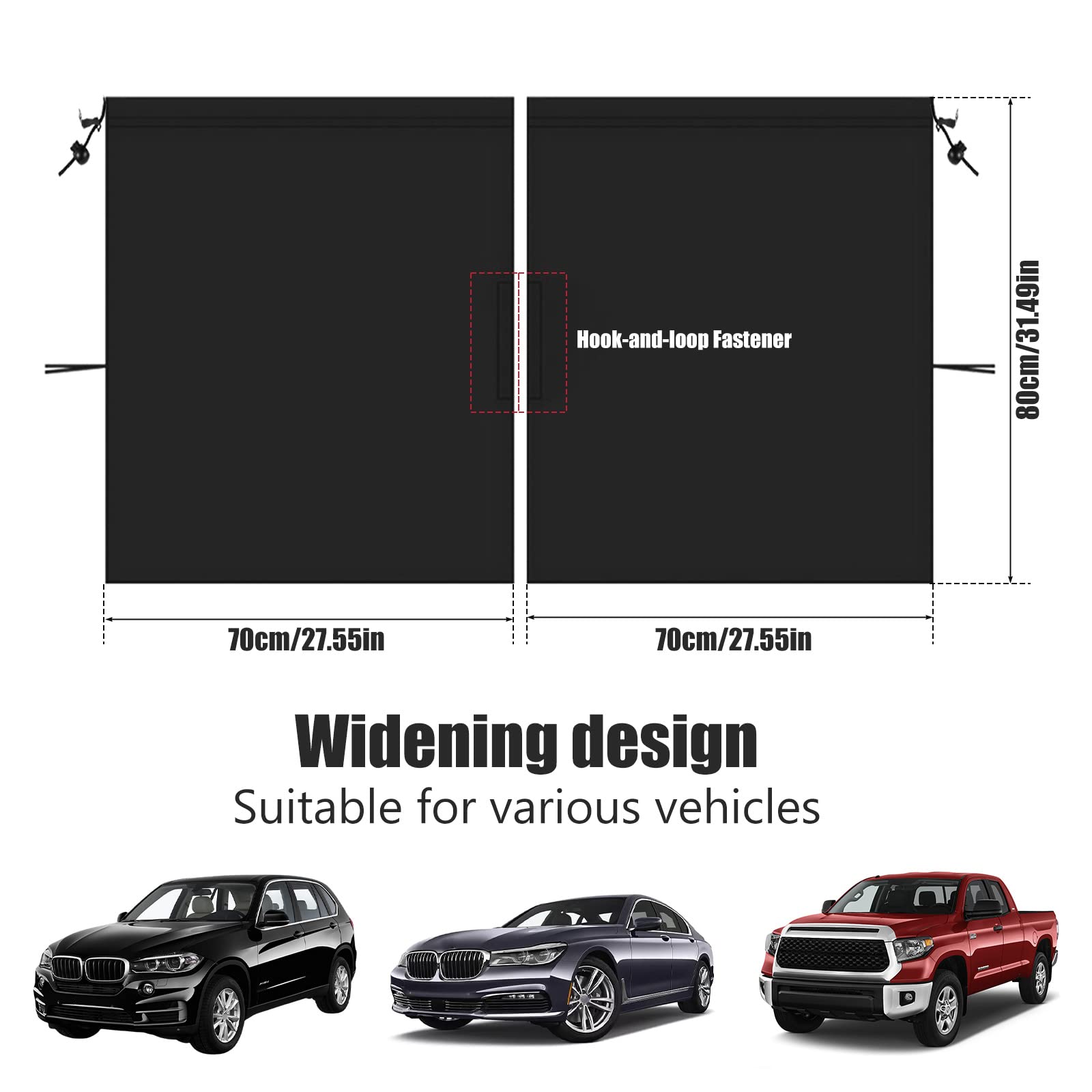 Rideau Voiture Rideaux de confidentialité for Voiture, Rideau séparation Universel for Banquette arrière, Pare-Soleil occultants, Accessoires for vitres latérales(3pcs)