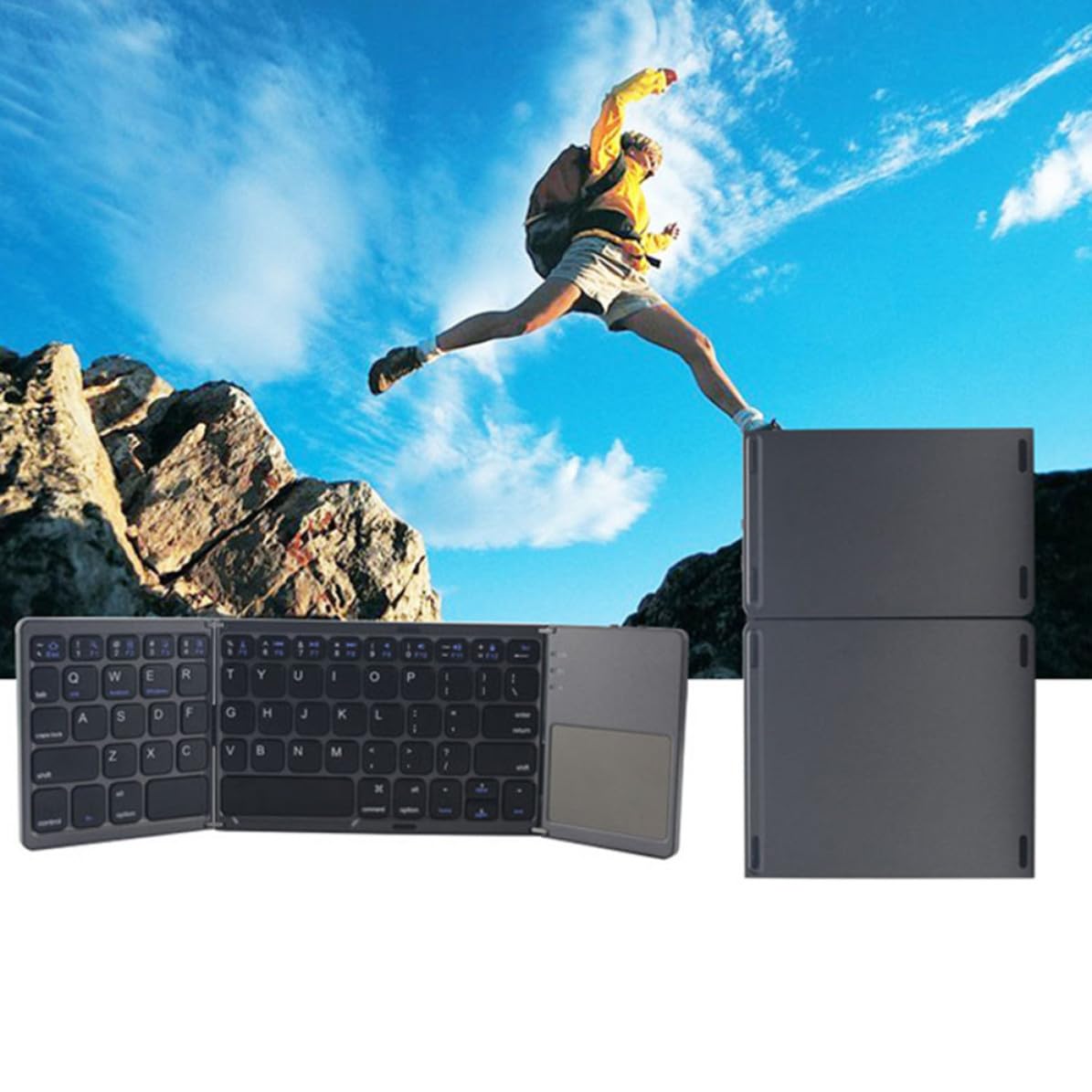 Teclado Inalámbrico Plegable y Absorción Magnética para Tablet y Notebook Diseño de 3 Pliegues, Material Abs, Uso Portátil