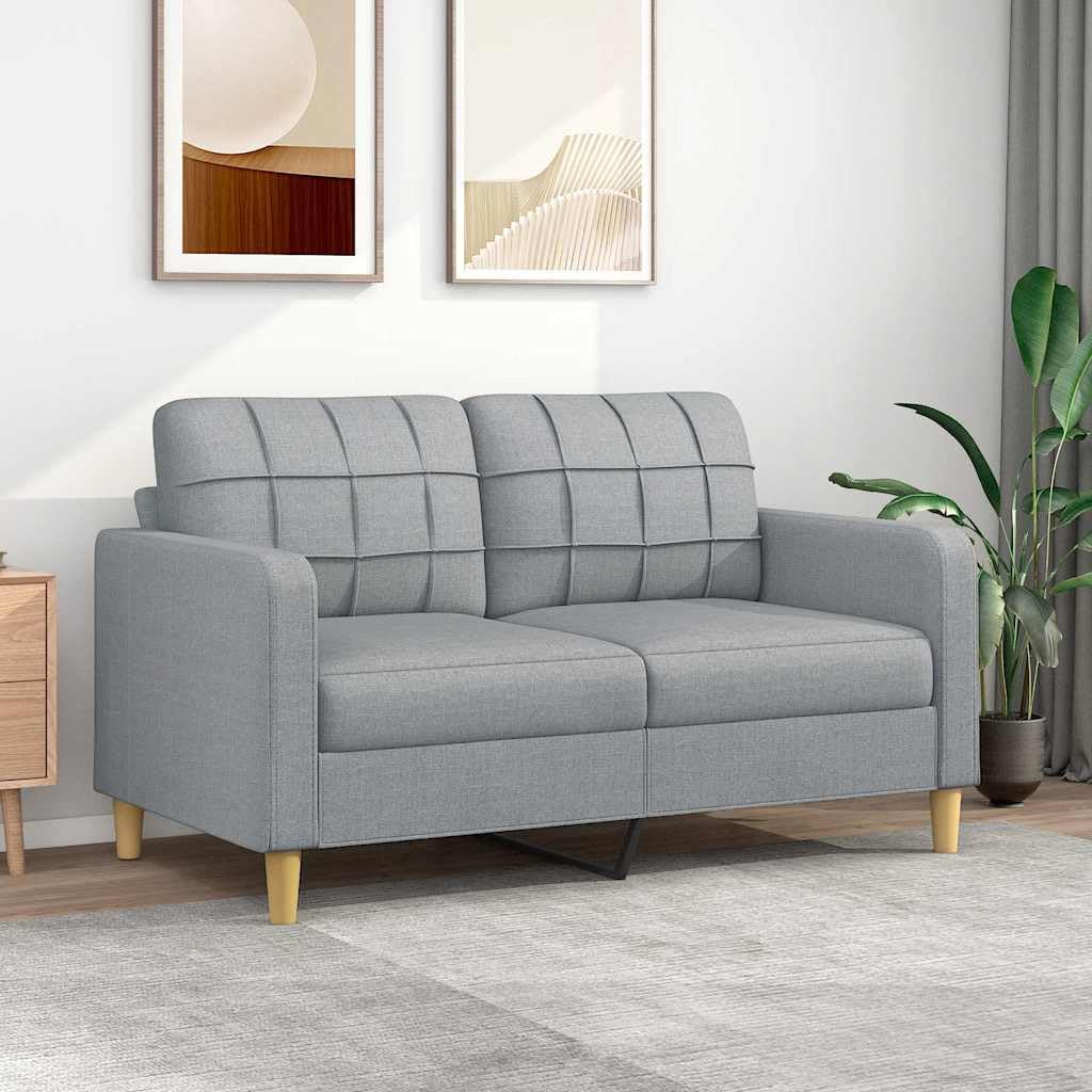 vidaXL Sofá de 2 plazas de Tela Gris Claro 140 cm, sofá, sofá tapizado, sofá de 2 Personas, sofás, sofá de salón, sofá de Dos Personas, sofá de Tela