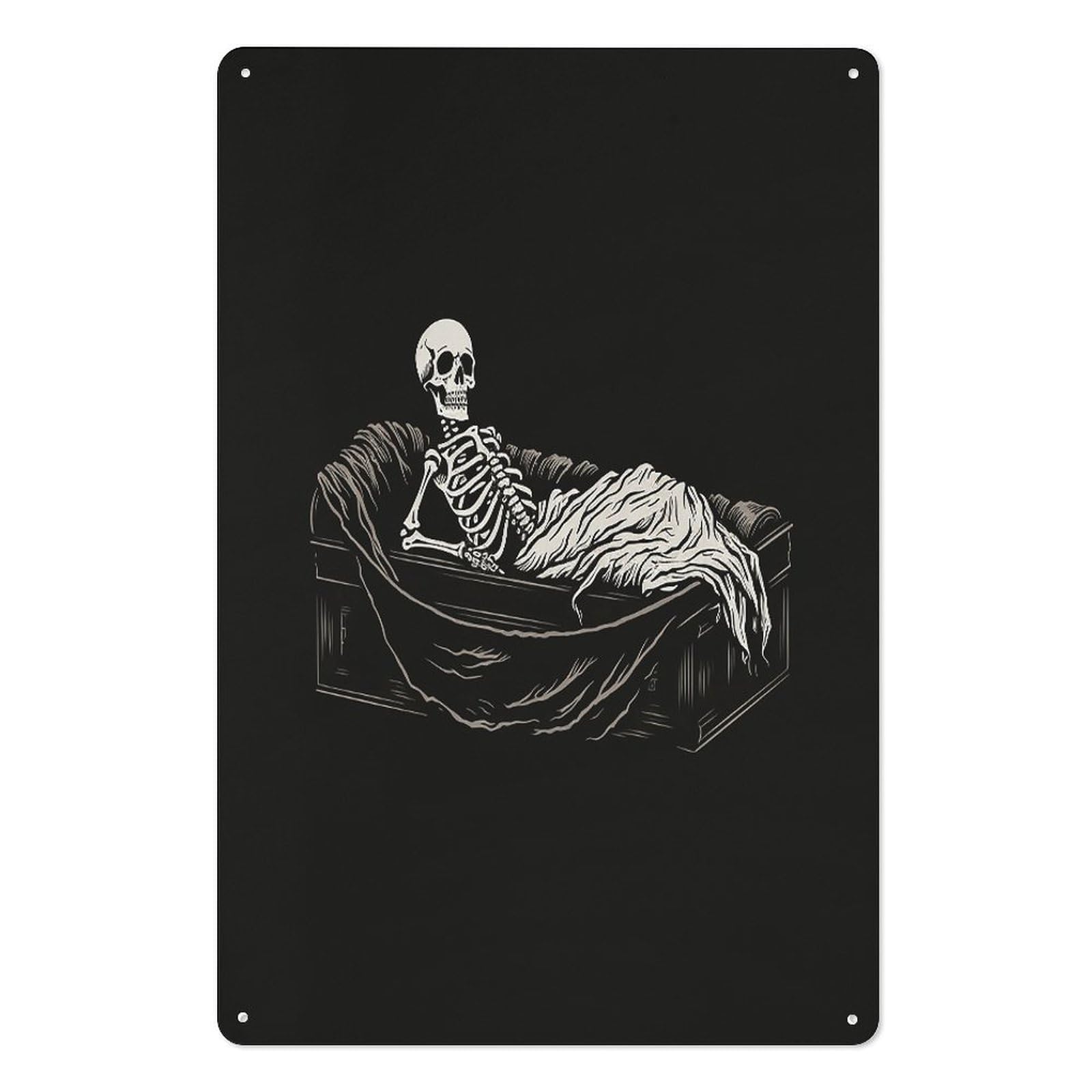 Adfgyerh Style Skeleton In The Coffin Tin Sign Hanging Art Prints,Wall Decor For Gifting And Party Decoration 7.9X11.8 Inch,Wall Art For Home Garden Greenhouse Living Room Bedroom Yard