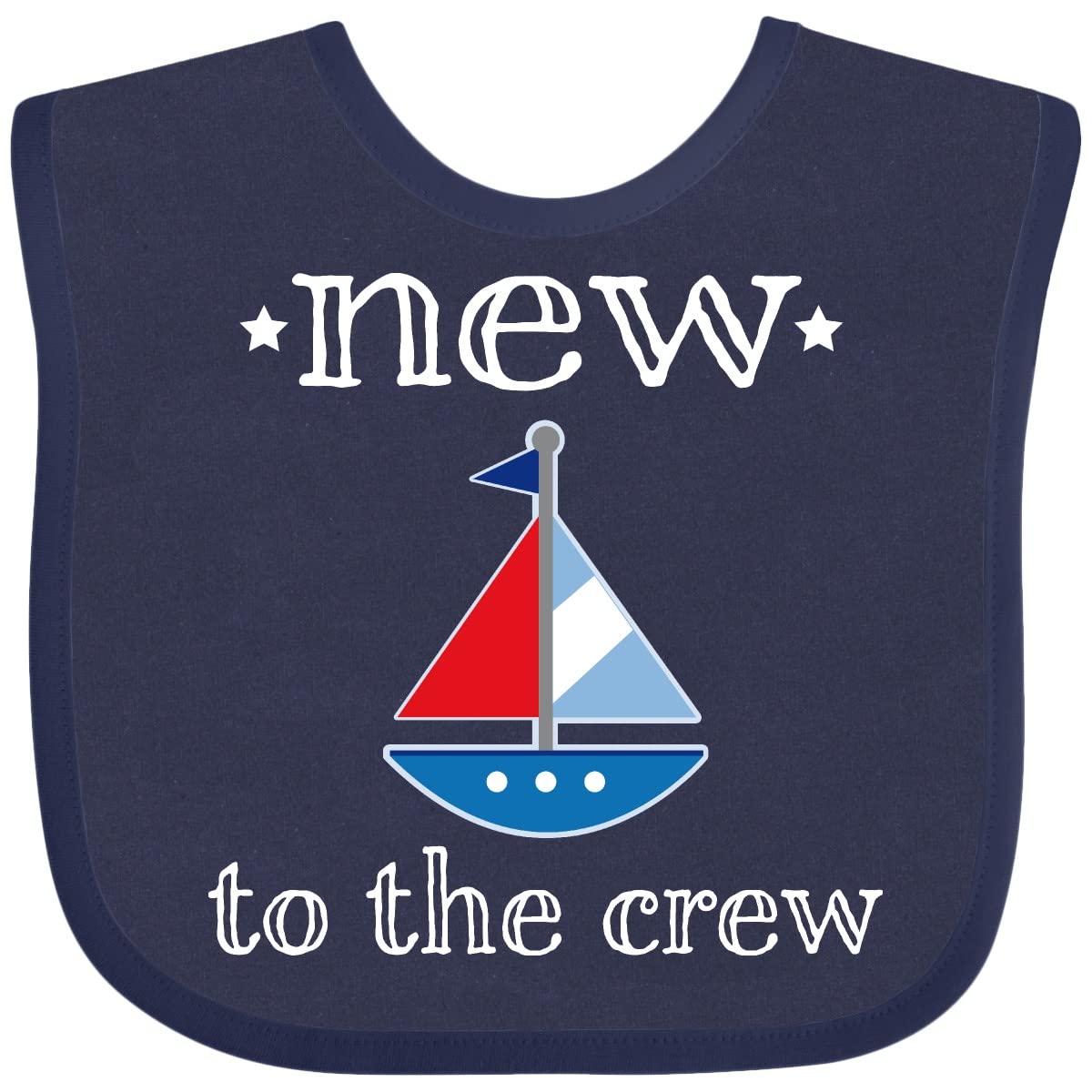 inktastic Baby Boy New To the Crew Sailboat Baby Bib Navy Blue 2ae7d