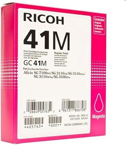 Ricoh 405763 Cartucho de impresión de tinta magenta tipo GC 41M