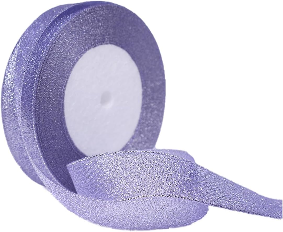 Light Purple Glitter Ribbon 1 Inch x 25 Yards, Sparkly