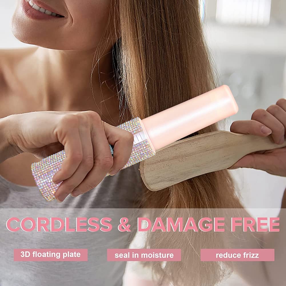 2 en 1 EléCtrico USB Alisador de Pelo Cepillo Alisador Plancha Peine Multifuncional Alisador Styler
