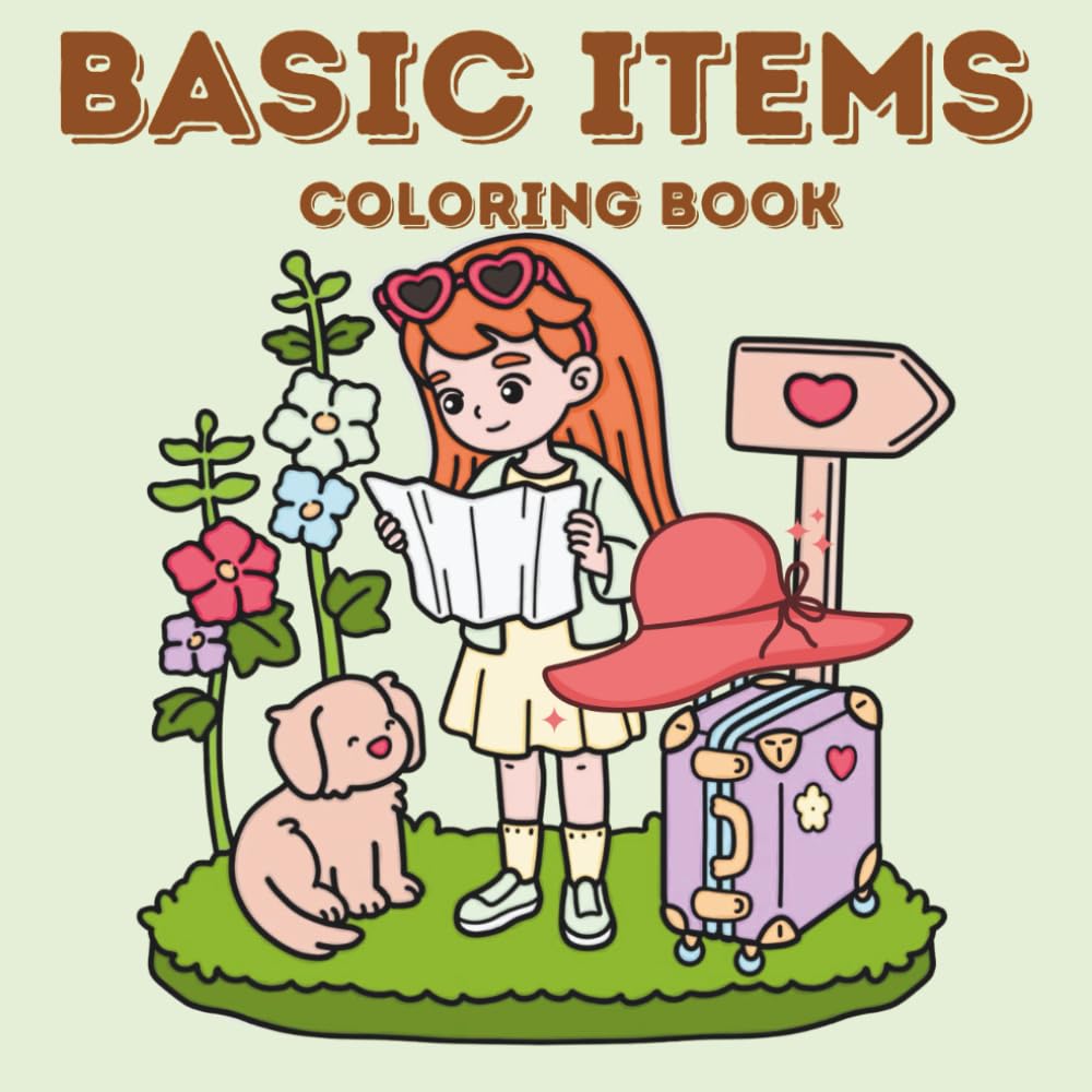Basic Items Coloring Book: 50 Bold and Easy Illustrations of Everyday Objects, First Words, and Simple Shapes - Fun Learning Activity Gift for Toddlers and Preschoolers Ages 2-5