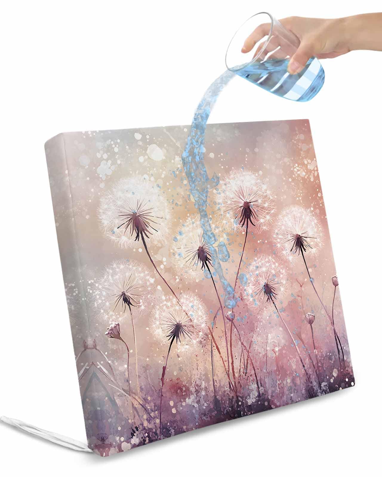 2 Pack Spring Floral Waterproof Cushion Covers with Ties, Outdoor Patio Chaise Lounge Chair Seat Cushion Slip Covers Replacement(Only Cover) Purple White Botanical Farmhouse Flowers 20