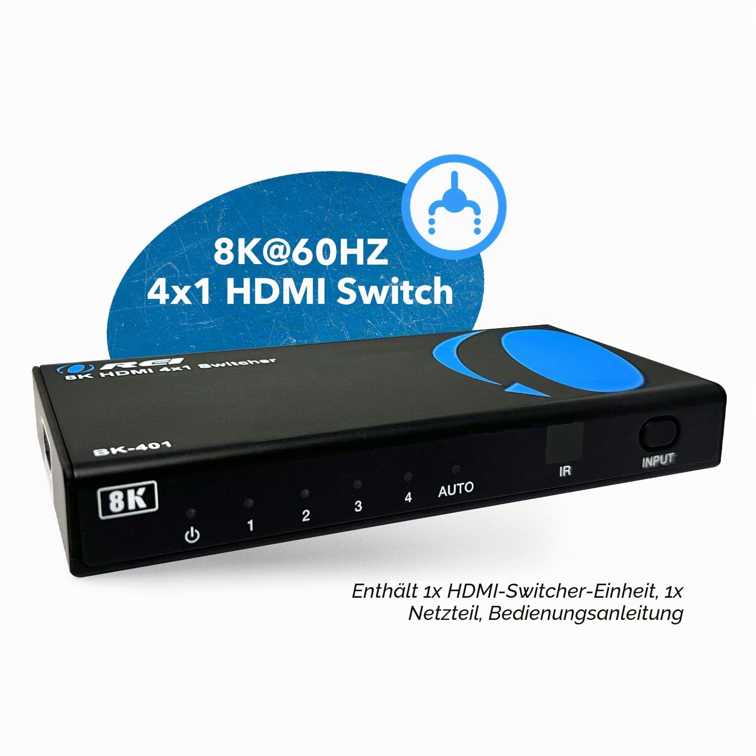 OREI 8K 4-Port HDMI 2.1 Switch, 8K @ 60Hz, 10.2 cm 1-Out 4K @ 120Hz, Auto Switch | HDMI Switcher 4 in 1 out, HDMI Switcher 4k 120hz, 48Gbps, HDR10, Dolby Vision, HLG, PS5/Xbox Ready