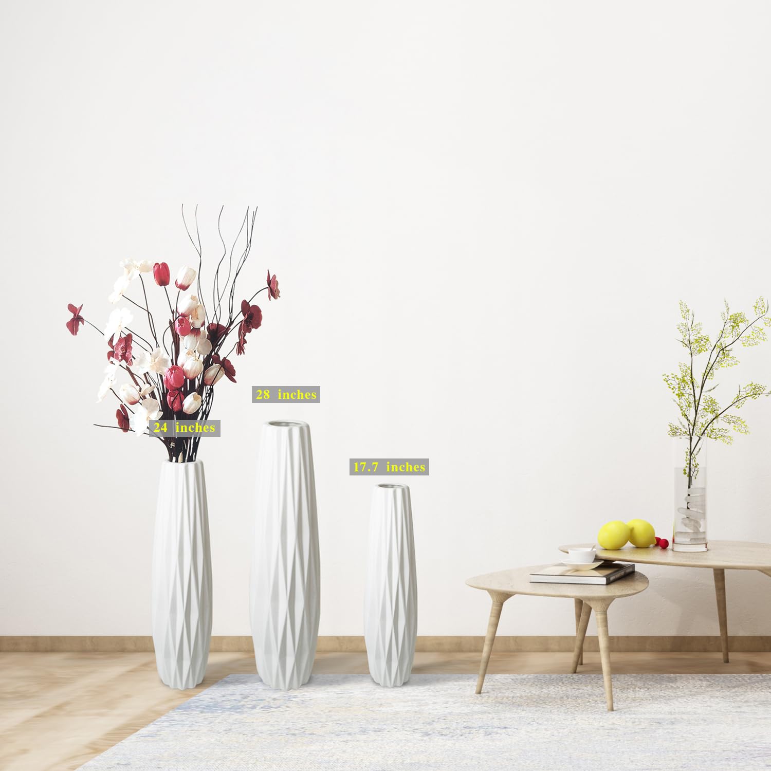 Amazon.co.jp: TDIAVH セラミックホワイトフロア花瓶 高さ24インチ