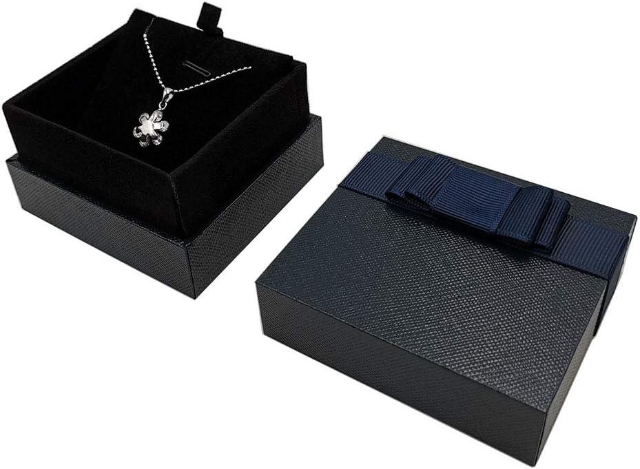 Beatilog Necklace Gift Box - Premium Hard Leather Cover Soft Velvet interior Pad Pendant Display Jewelry Storage Case with Elegant Bowknot for Wedding, Birthday, Anniversary, Collection (Blue)