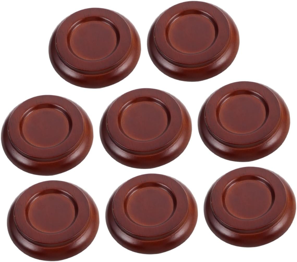 8pcs Solid Wood Piano Caster Pads Non-Slip Anti-Noise Floor Protectors for Upright and Grand Pianos Brown Small