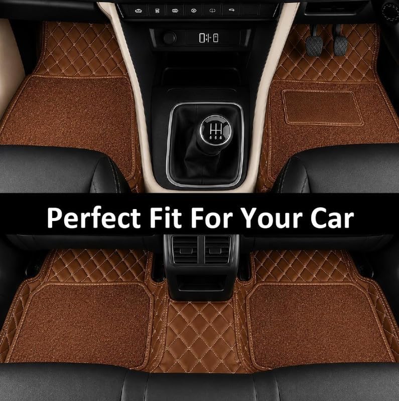 Image of SINEX Premium 7D car mat Full Set for Tata Sierra (Model : 2025) |Luxury Leather Double Car Floor Mat Complete Set || 100% Waterproof and Washable | Color : Coffee