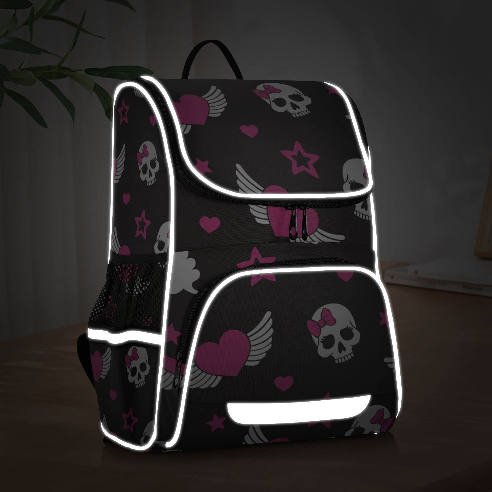 Vnurnrn Zucker Schädel Geschenk Angel Star Heart Kinderrucksack Schulter Rucksack für Jungen Mädchen Bookbag Laptop Büchertasche Rucksäcke Für Schule