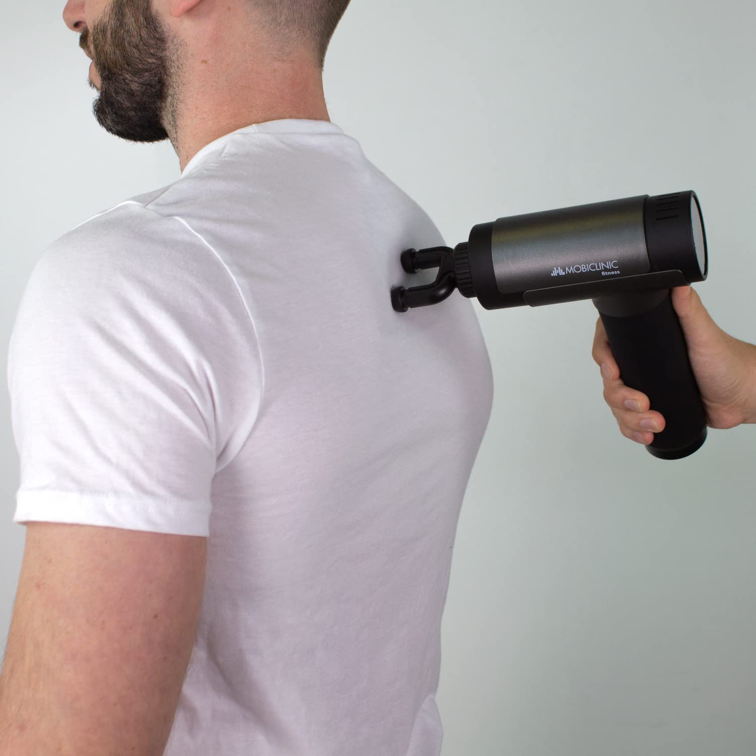 Mobiclinic®fitness, Mobiclinic, Pistolet de massage musculaire, Marque espagnole, Avec écran, 6 têtes différentes, Masseur pour tissus profonds, 30 niveaux d'intensité,