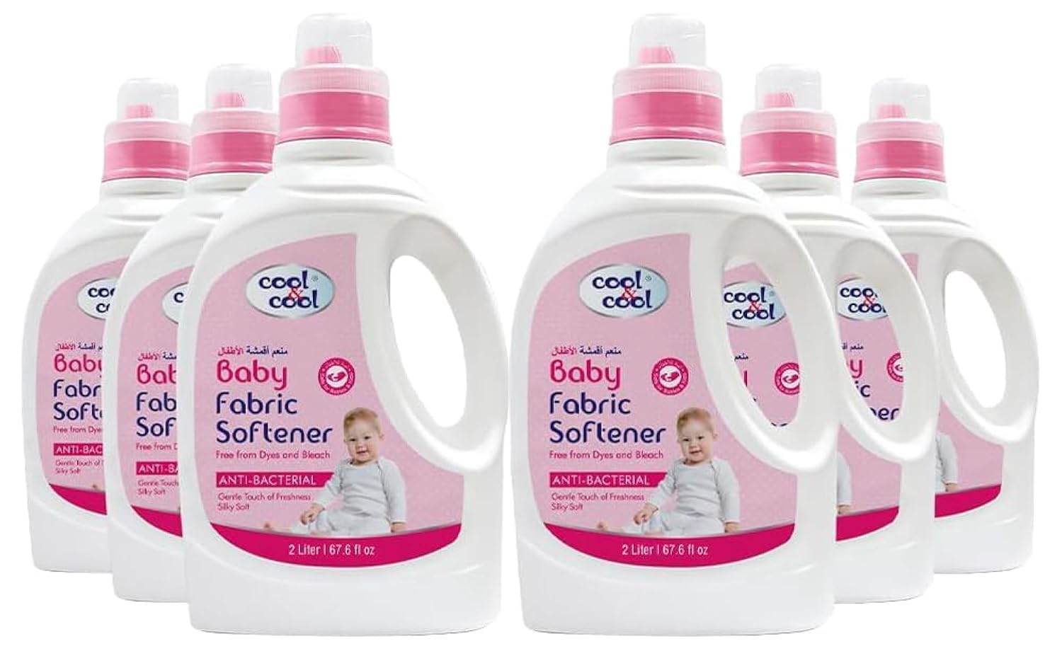 Gentle Baby Fabric Softener 2 Liters (Pack of 6) - Anti Bacterial, Dye-Free, Bleach-Free,Gentle, Baby & Kid safe 12 Liters