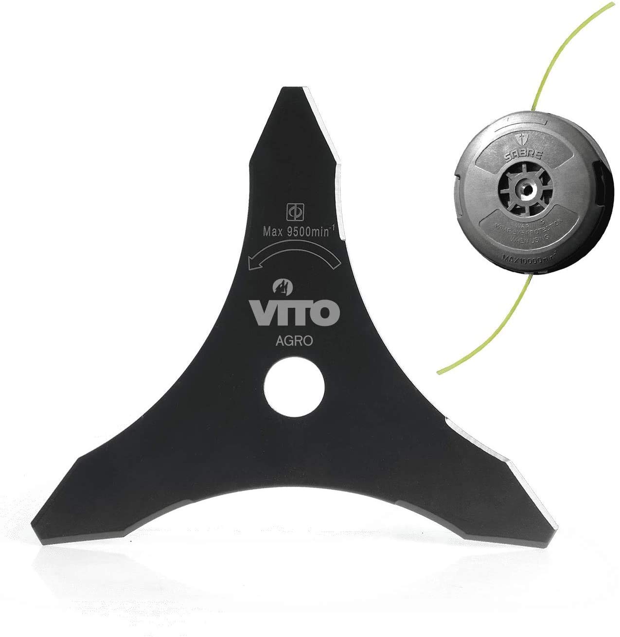 VITO - Débroussailleuse Thermique 47cm³ Coupe 25cm + Lame et fil nylon Réservoir 1L Autonomie 1h30 port dorsal