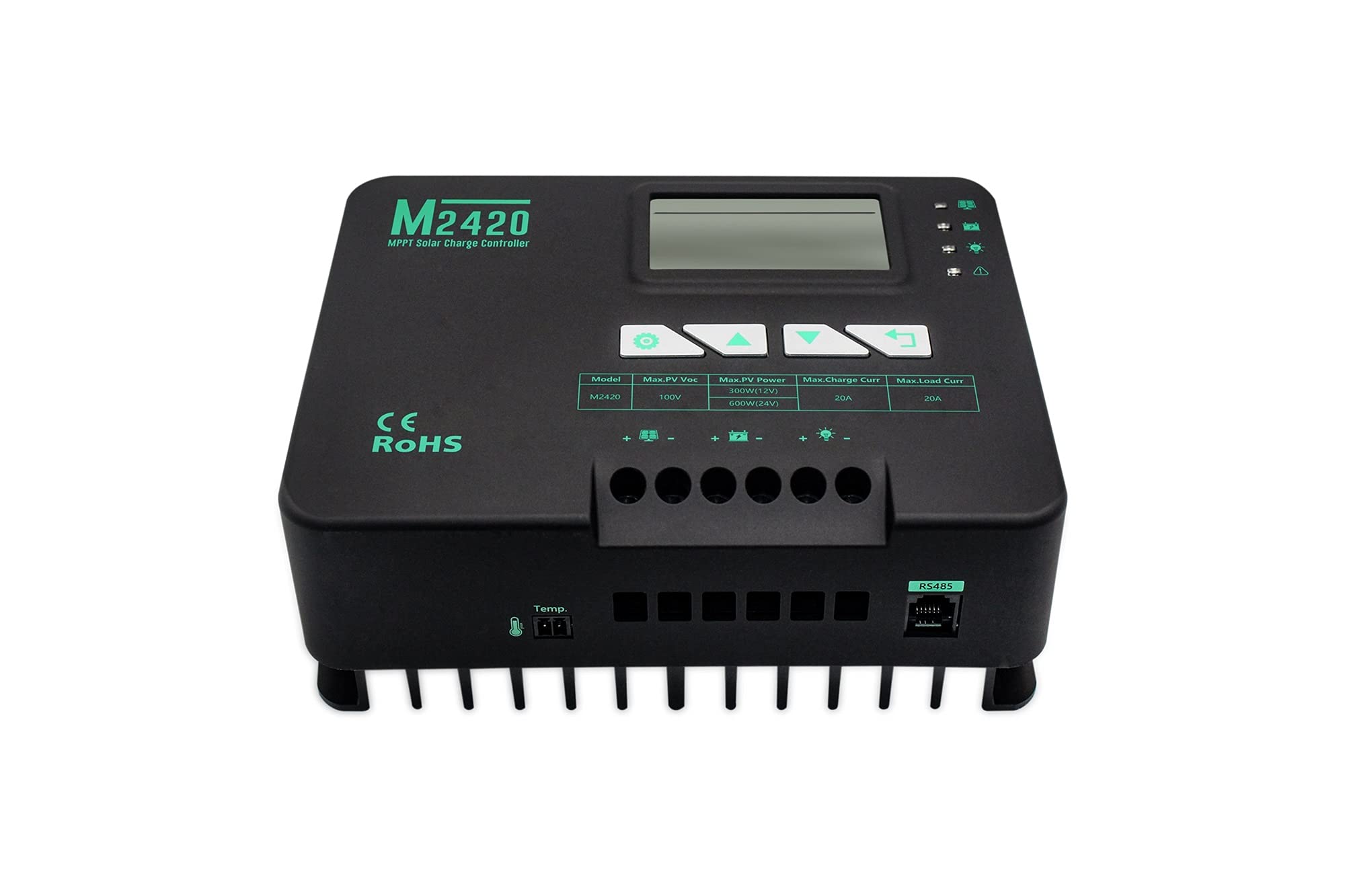 YZACK Controlador de Carga Solar 20A y Descarga MPPT, 12 / 24V Identificación automática, LCD Mostrar, para Varios solares pequeñas y Medianas. Corriente Continua Sistemas de Carga