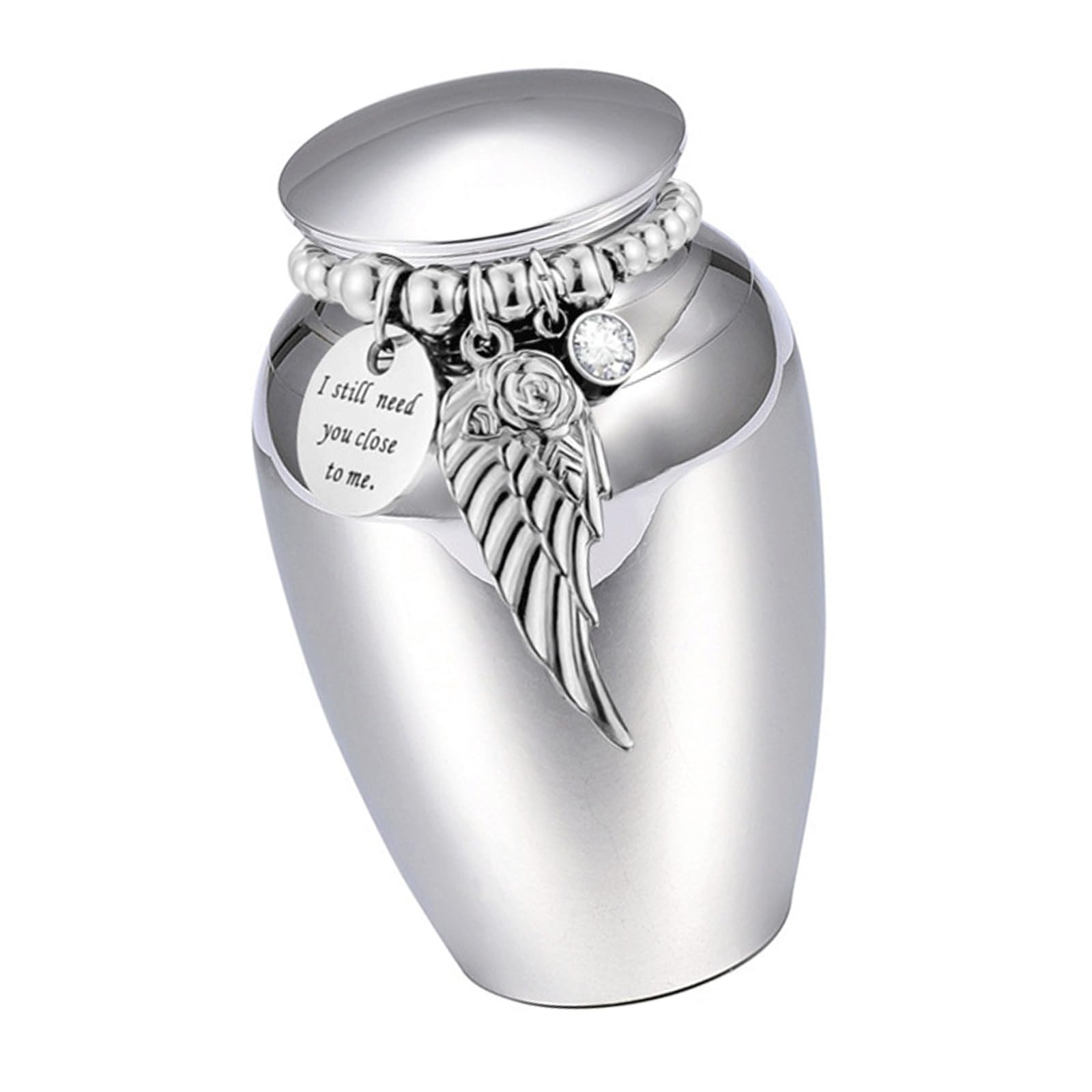 NEWFT Wing Bead Memorial Urn Cremation Urn For Pet Aluminum Alloy Ashes Holder with Rustproof Coating Design