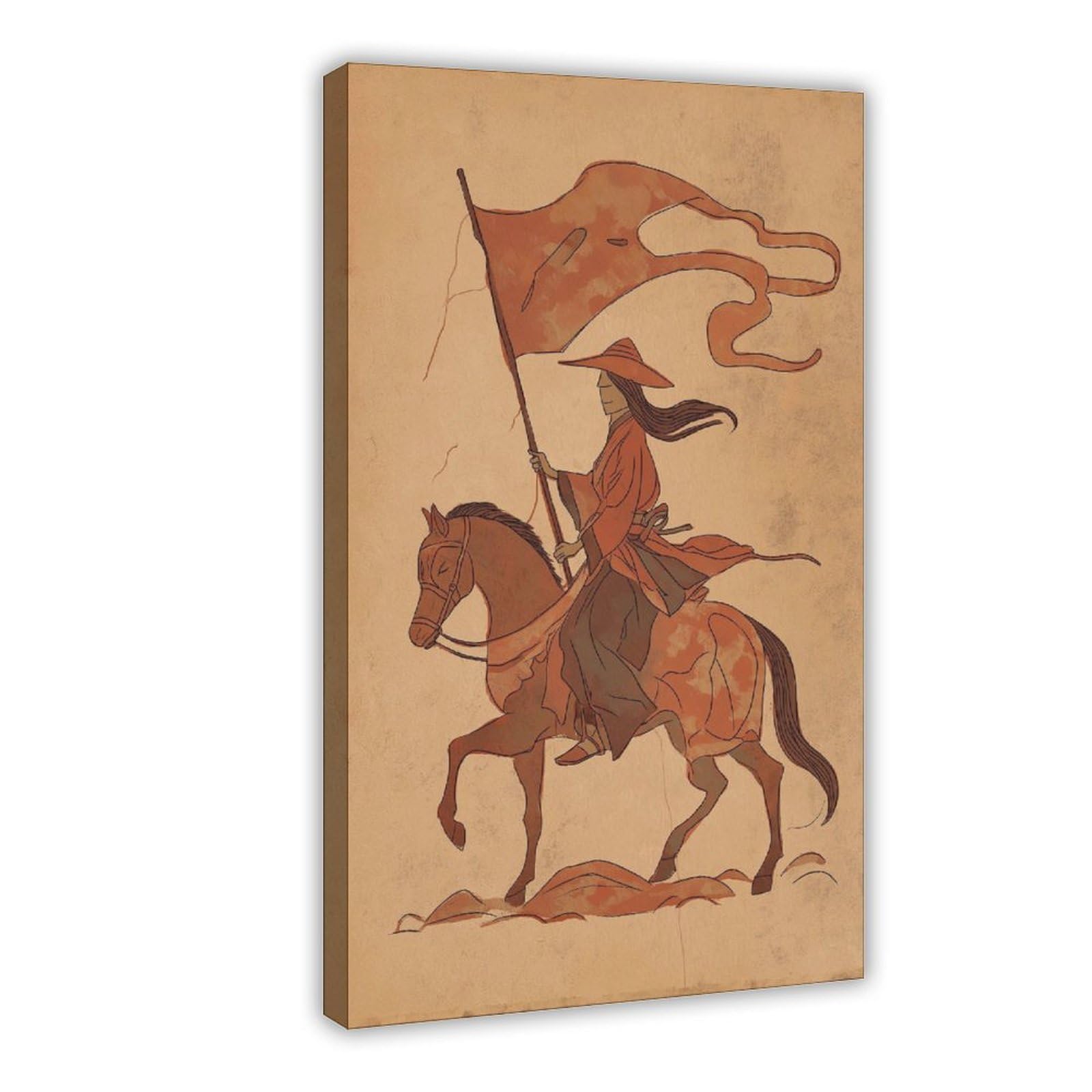 YWTJAX Samurai Horse Rider Poster Canvas Poster for Dorm Room Decor Gift