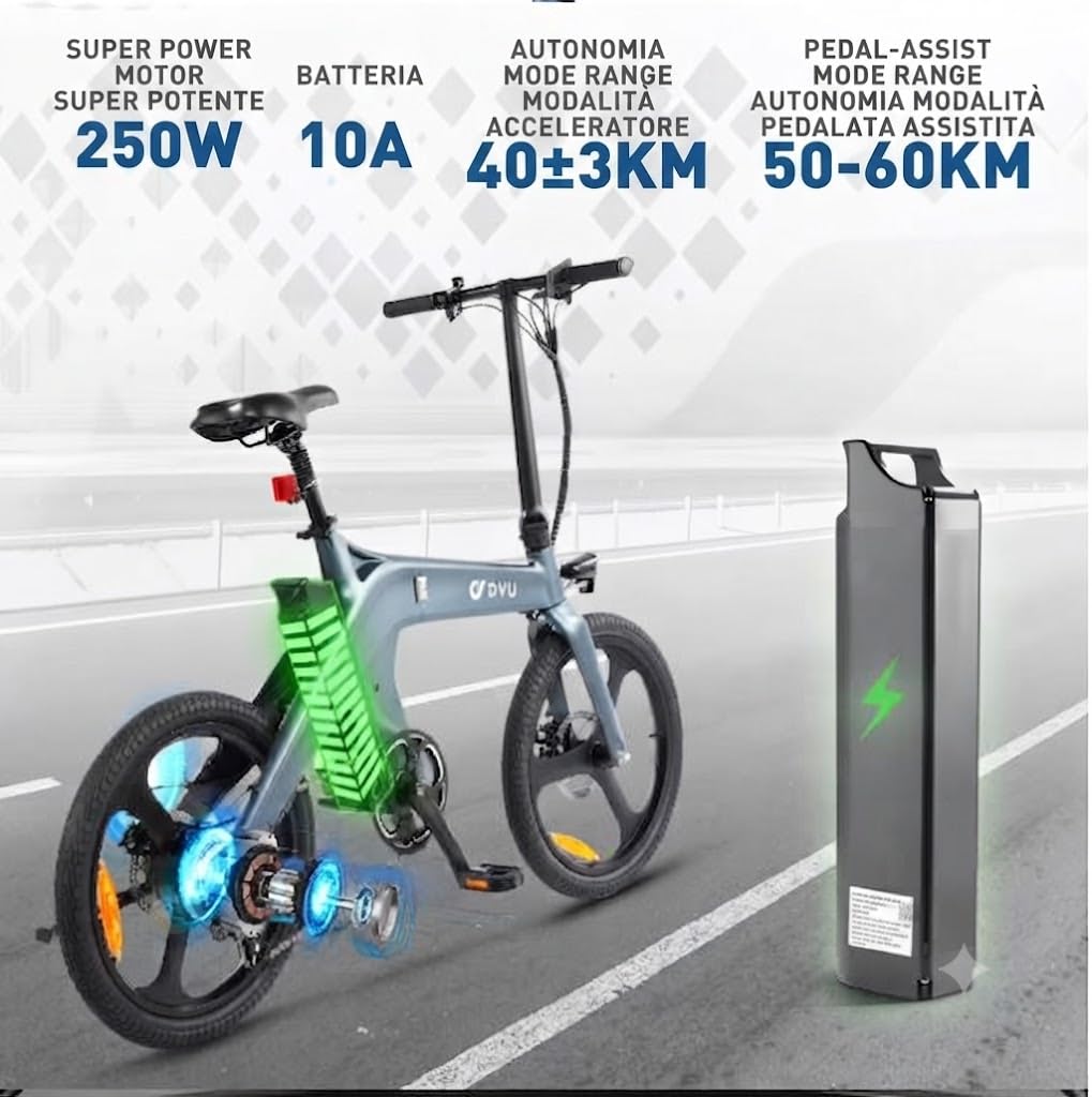 Generico Estock1 Vélo électrique pliable, vélo de 250 W avec moteur dans le moyeu, batterie au lithium de 36 V, 7 vitesses, vélo électrique de ville à 2 places