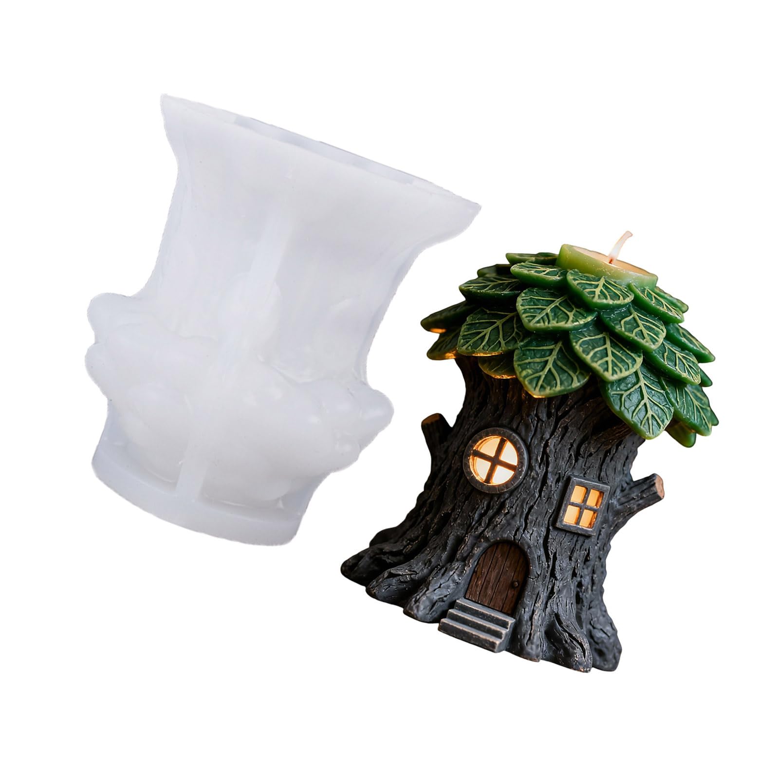 hogtnd Christmas Candles Silicone Moulds, Tree House Mould, Silicone Mould, Baking Tool for Handmade Soap, Chocolate, Making, Christmas Moulds
