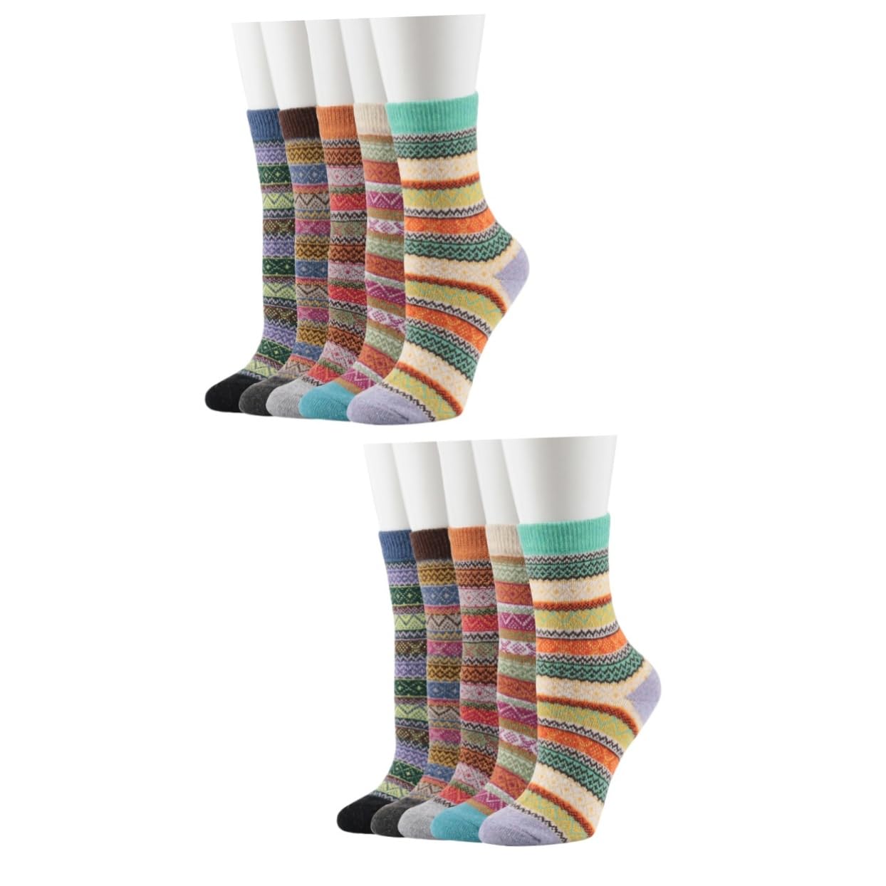 SHERCHPRY 10pares Calcetines De Lana Para Mujer Diseño Vintage Térmicos y Cómodos Para Invierno Paquete