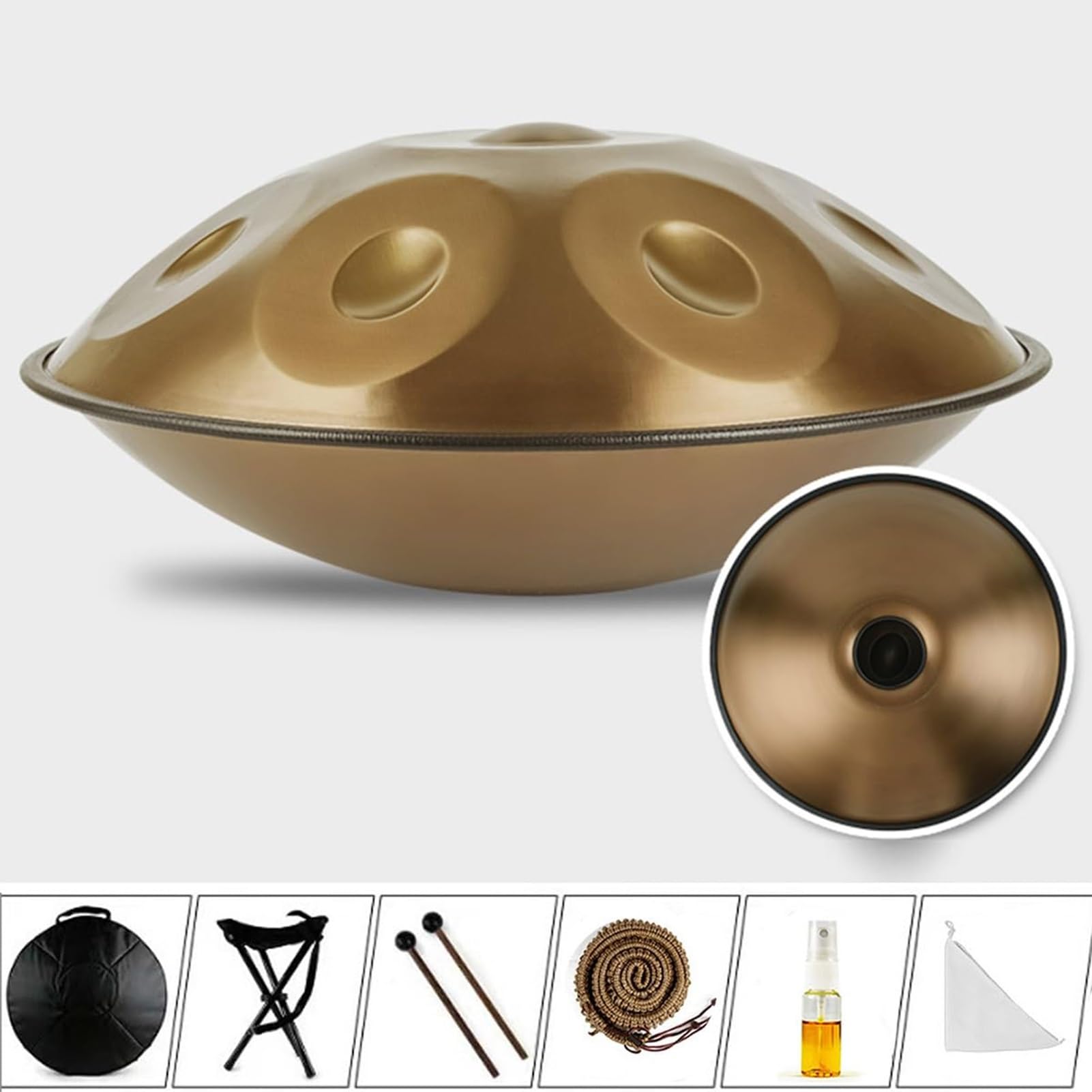 Strumento Handpan Tamburo Handpan Per Adulti, Tamburo In Acciaio Hand Pan, 22 Pollici In Re Minore Curdo, 9/10/12 Note, Strumento A Percussione Handpan In Acciaio(Dark purple,440HZ/9Note)