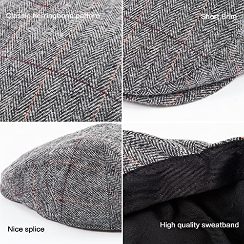Image of 2-Pack Adjustable Newsboy Hats for Men Flat Cap Irish Wool Blend Tweed