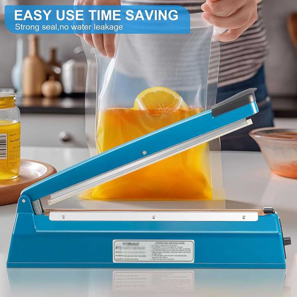 Máquina selladora manual de película para alimentos, máquina envasadora doméstica pequeña, 8 niveles ajustables y protección contra cortes de energía, ancho de sellado opcional de 2/5/8 mm