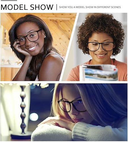 Miniatura 4 de SHEEN KELLY Gafas de acetato vintage de gran tamaño con bloqueo de luz azul para cara media grande con marco cuadrado