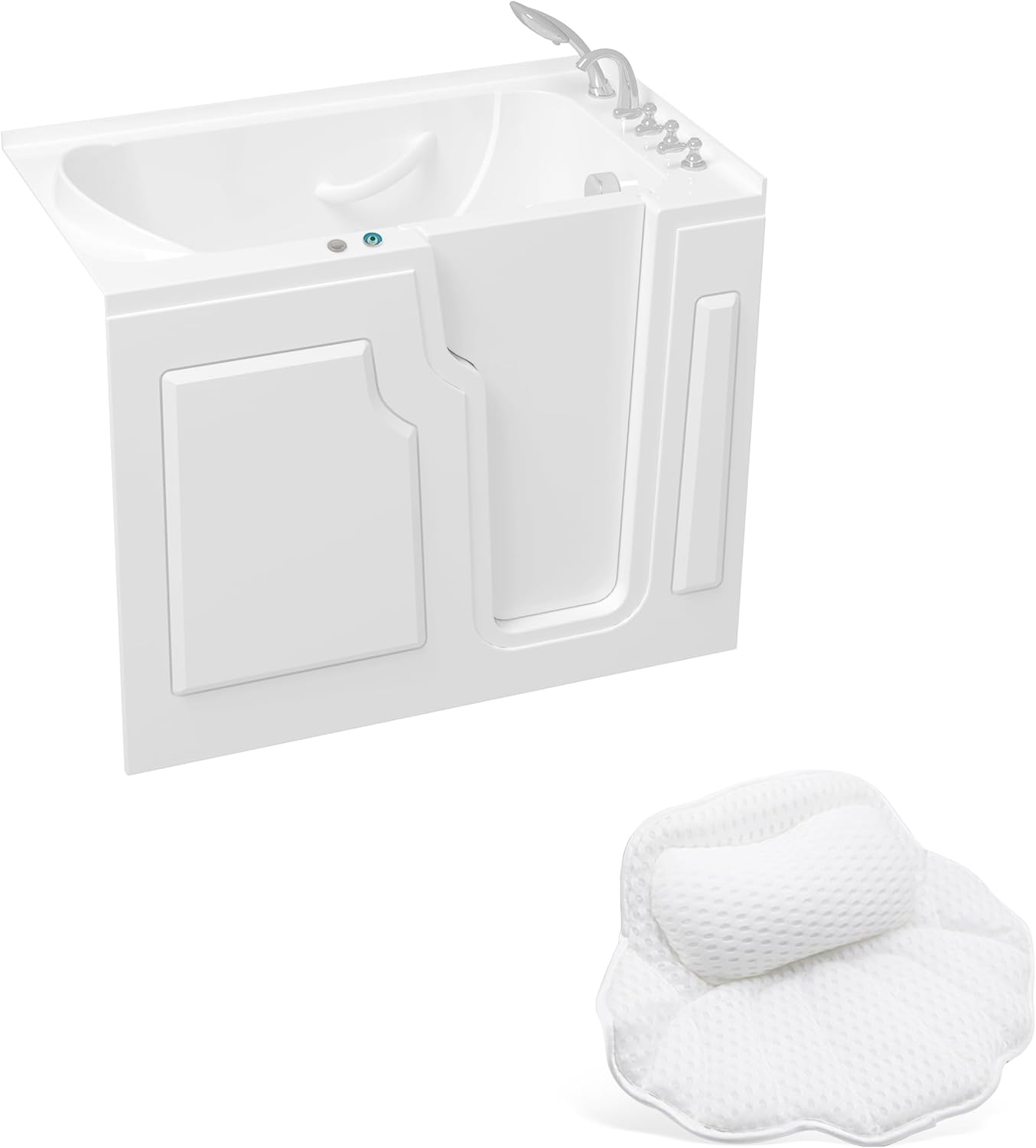 FerdY Floridian 55" x 33" Walk-in Whirlpool Bathtub with 16 Air SPA Jets and Right-Side Door Opening and Quick Fill and Drain System& Bath Pillow for Bathtub,Thick Tub Pillows, Ergonomic Support - Image 1 of 9