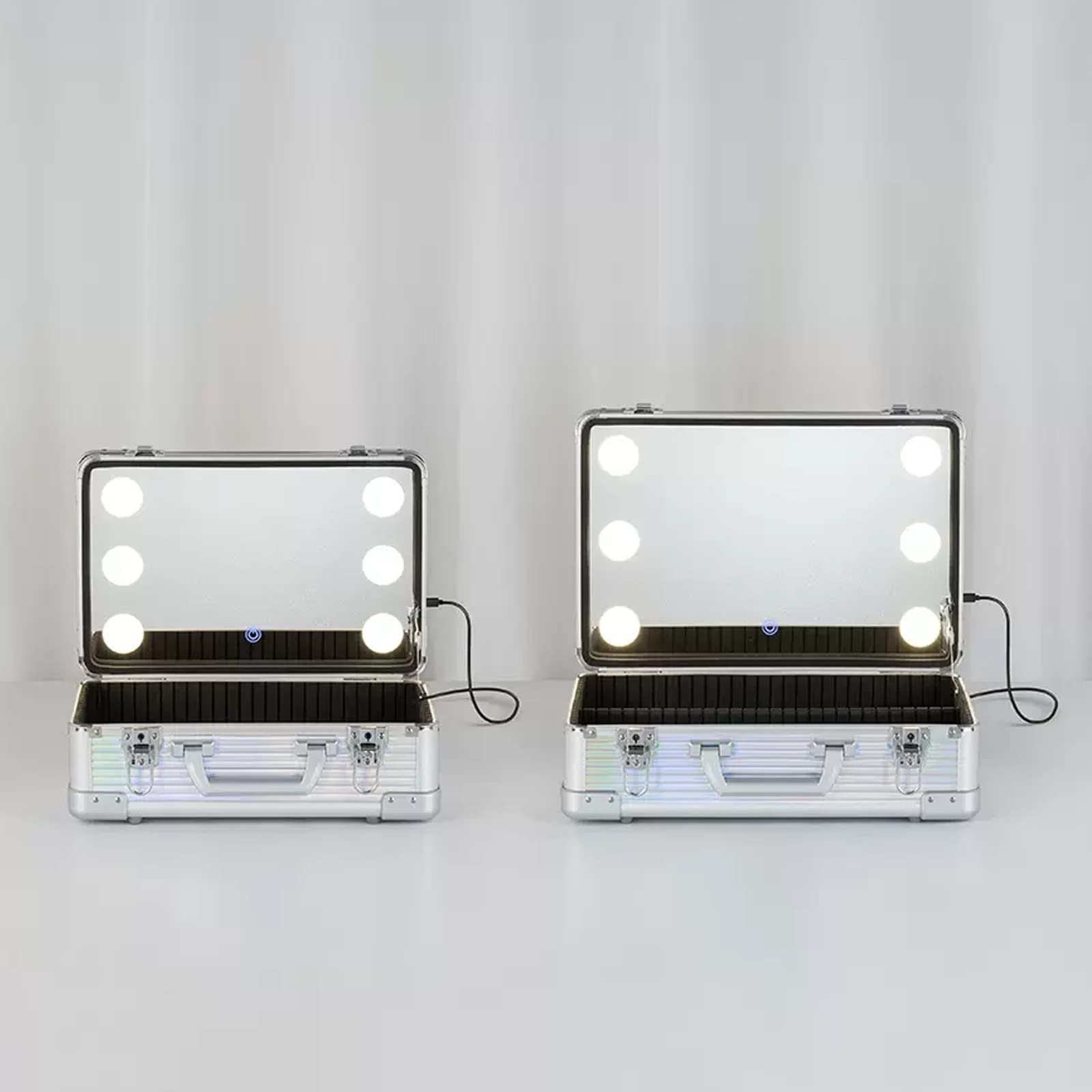 HJXGQJM Malette Maquillage avec Miroir Mallette De Maquillage Professionnel, Beauty Case De Voyage Vanity Maquillage Boite, Mallette Cosmétique avec Lumière LED(40x26x16cm)