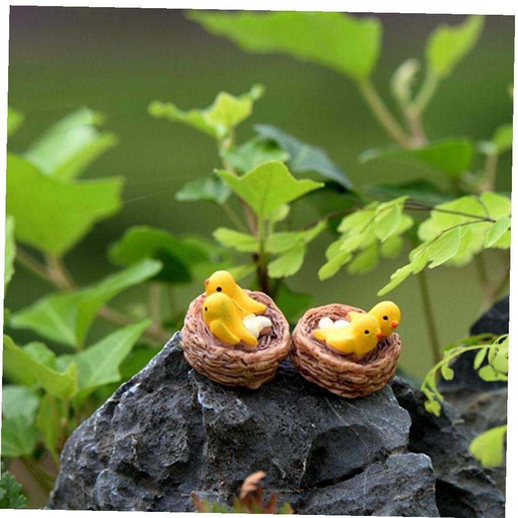Amoyer Brown Mini Nest With Birds Fairy Garden Miniatures Gnomes Moss Terrariums Resin Crafts Figurines For Home Decoration Accessories